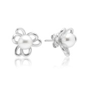 Cercei argint cu perle naturale albe model floare DiAmanti SK18104E_W-G